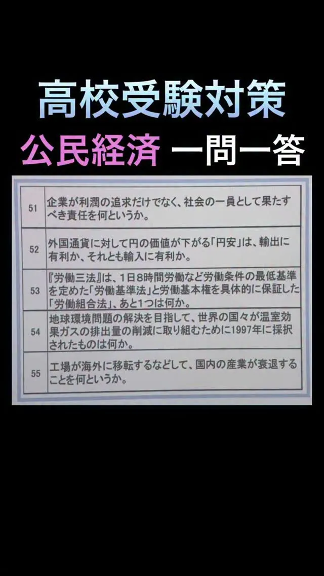 高校受験対策｜公民経済 一問一答（頻出ポイント）