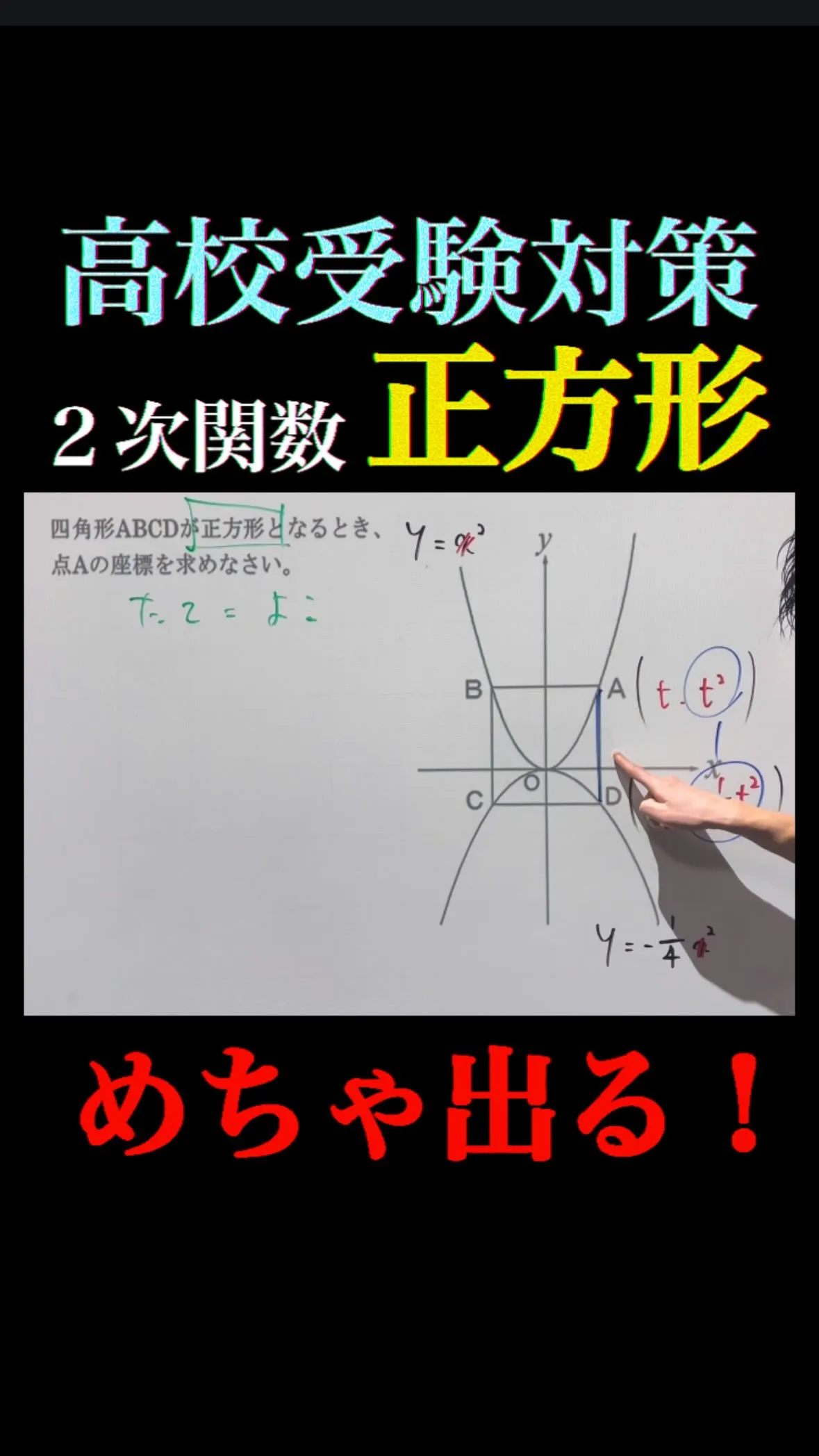 【高校受験対策｜2次関数と正方形】
