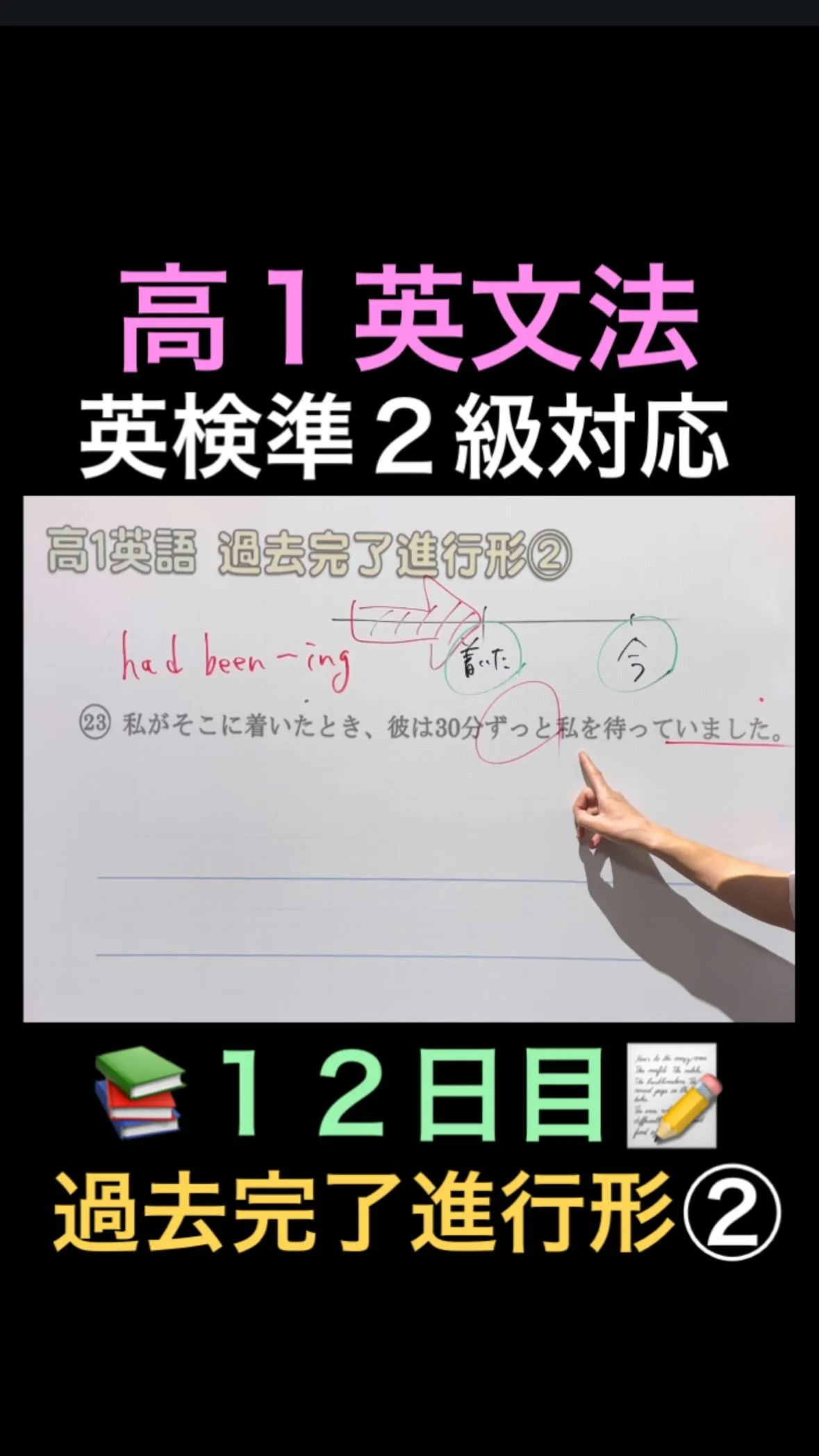【高校1年英文法｜過去完了進行形②｜英検準2級対策】📘