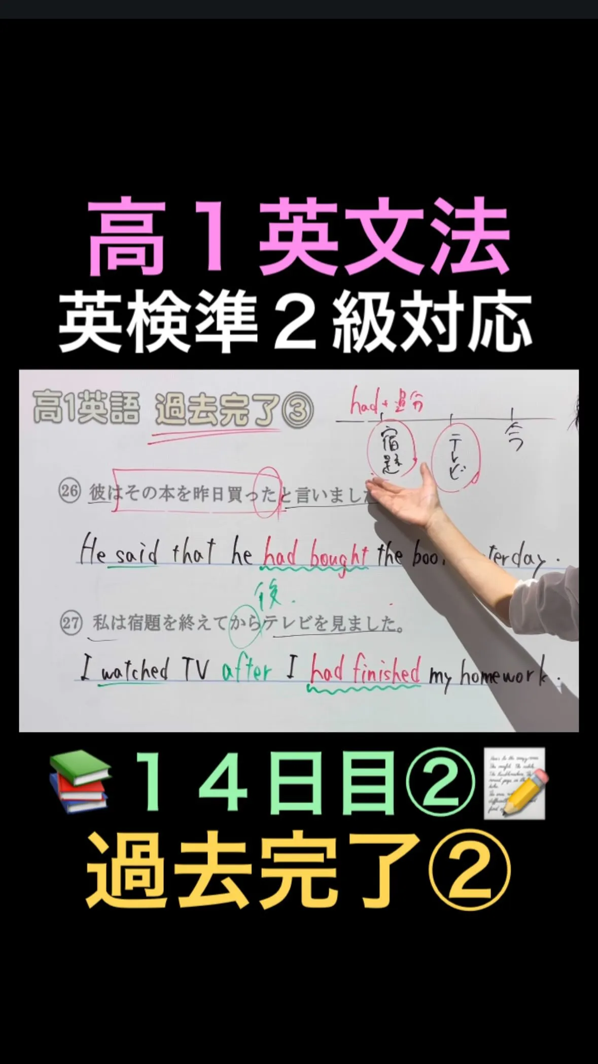 📚【高1英文法14日目｜過去完了②】英検準2級レベル