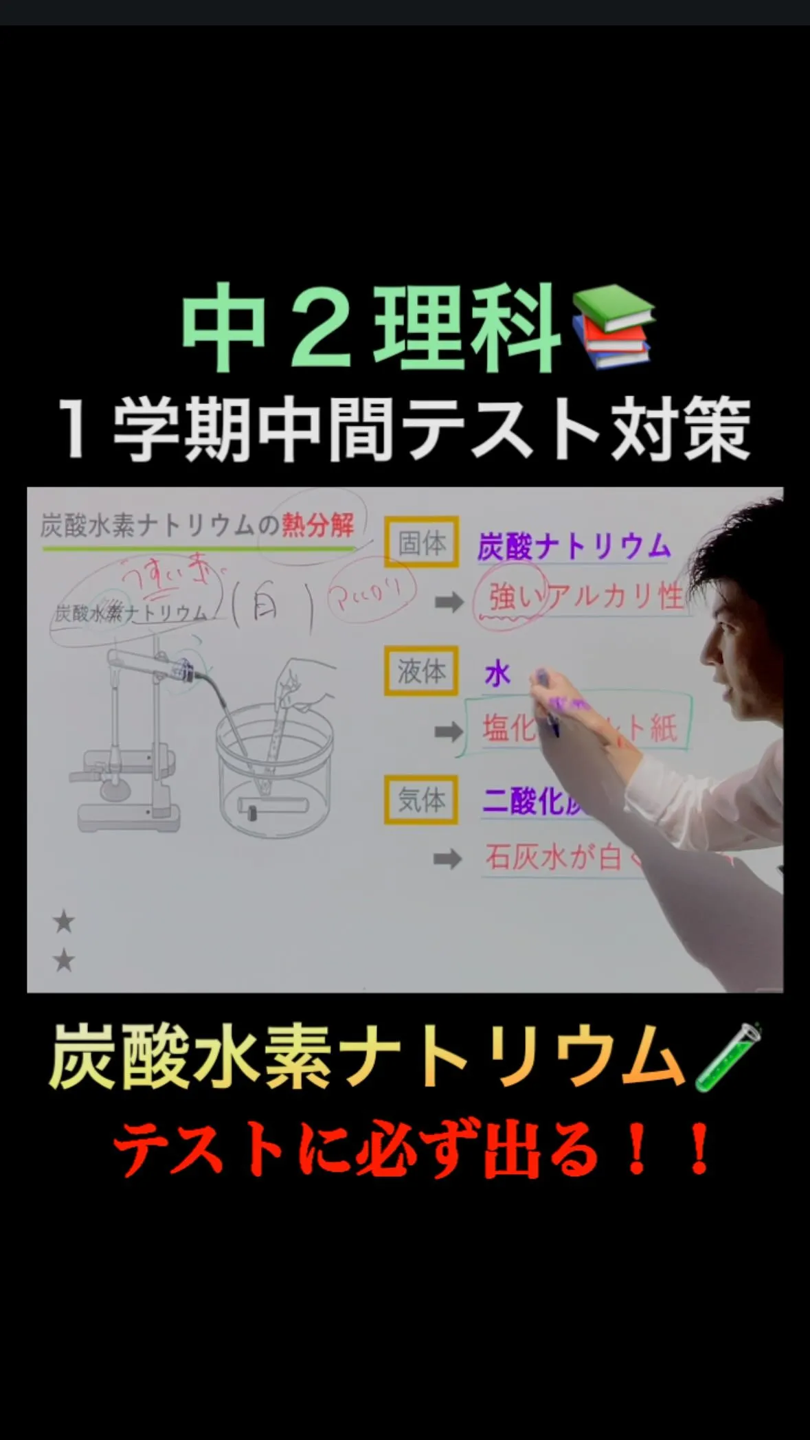 【中2理科】炭酸水素ナトリウムの熱分解🔥テスト必出‼️